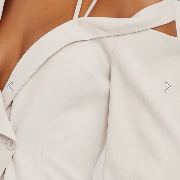 EGO Ivory Blazer Dress Cut Out Shoulder Mini Dress - Picture 6 of 6